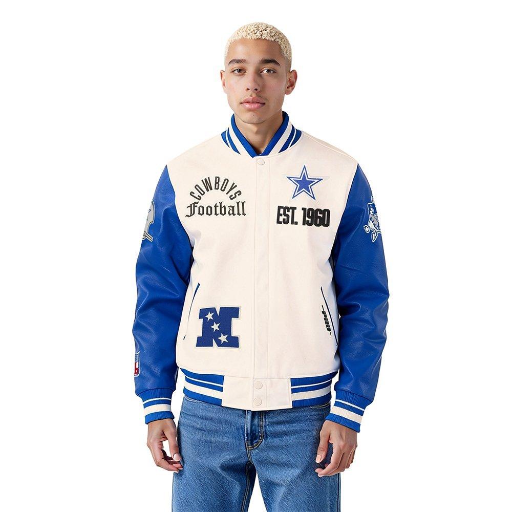 Pro Standard Men's NFL Dallas Cowboys Modern Originals Rib Wool Varsity Jacket - EGGSHELL/BLUE